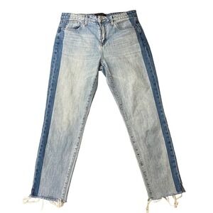 Sanctuary color block side stripe raw hem high rise jeans Charli 28 straight leg